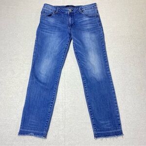 Kut From The Kloth Jeans Women's 6 Blue Cropped Raw Hem Mid Rise Casual Denim